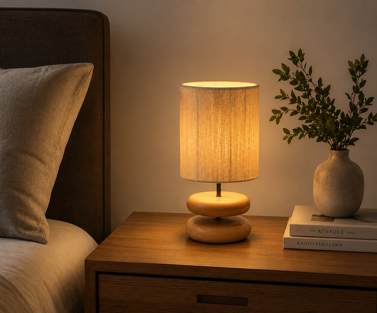 Luxury Modern Wooden Table Lamp | LED Bedside Nightstand Lamp
