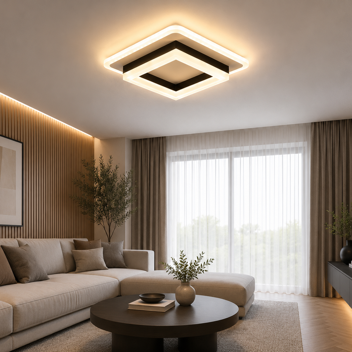 Luxury Modern LED Ceiling Light | Geometric Flush Mount Ceiling Lamp | Living Room Ceiling Light | Bedroom Light Fixture | Kitchen Home Lighting