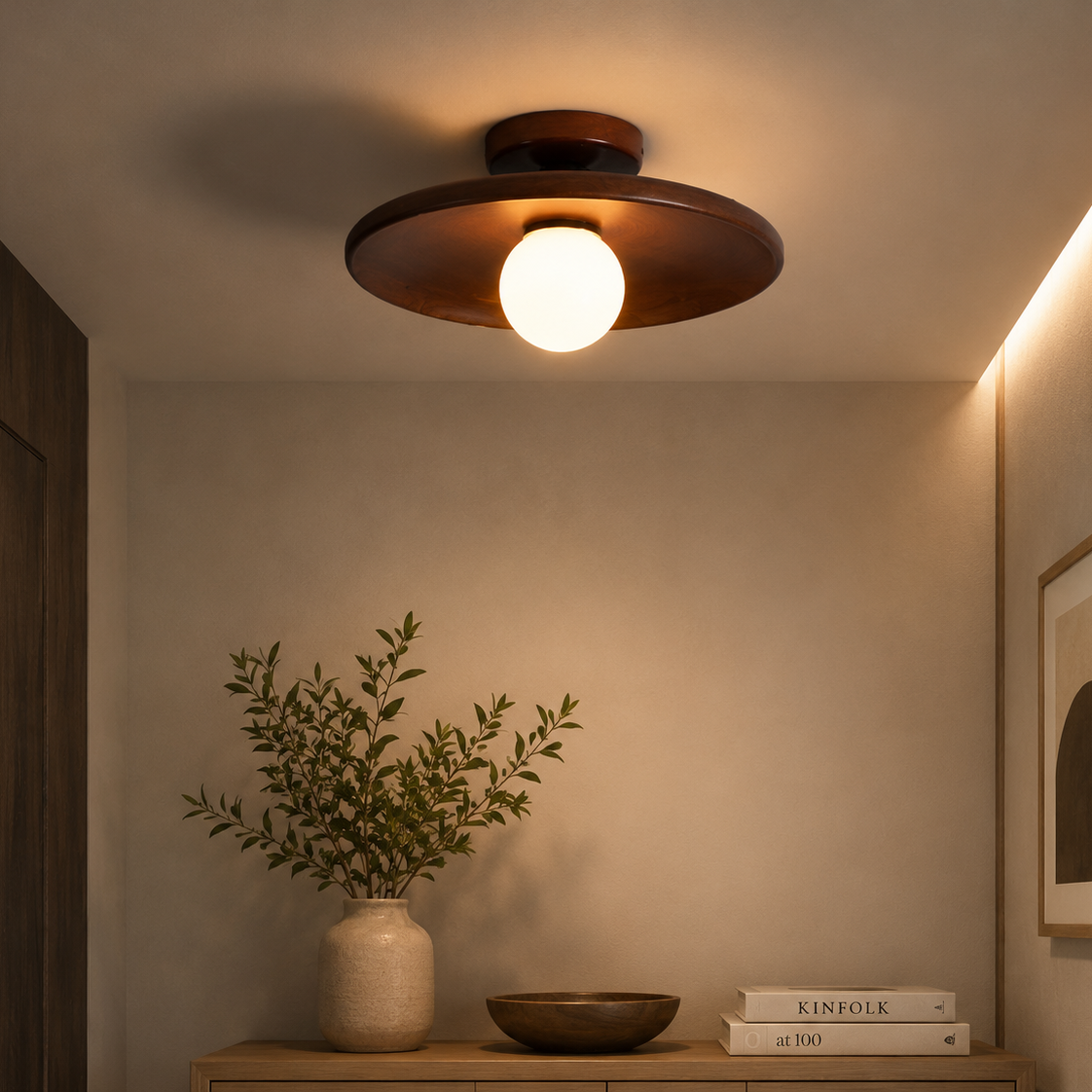 Luxury Modern Wooden Ceiling Light | Flush Mount Globe Ceiling Lamp | Living Room Ceiling Light | Bedroom Light Fixture | Kitchen Home Lighting