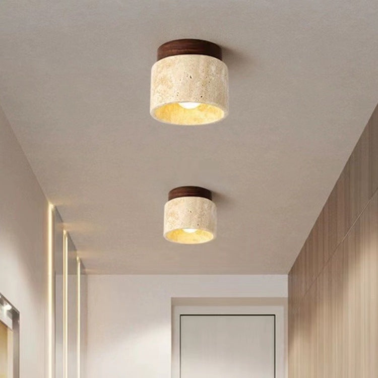 Modern Travertine Ceiling Light | Luxury Flush Mount Ceiling Lamp
