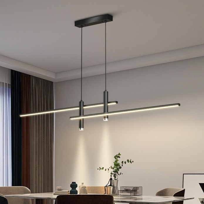 Luxury Modern Linear LED Pendant Light | Contemporary Hanging Ceiling Lamp | Dining Room Chandelier | Kitchen Island Lighting | Living Room Home Decor