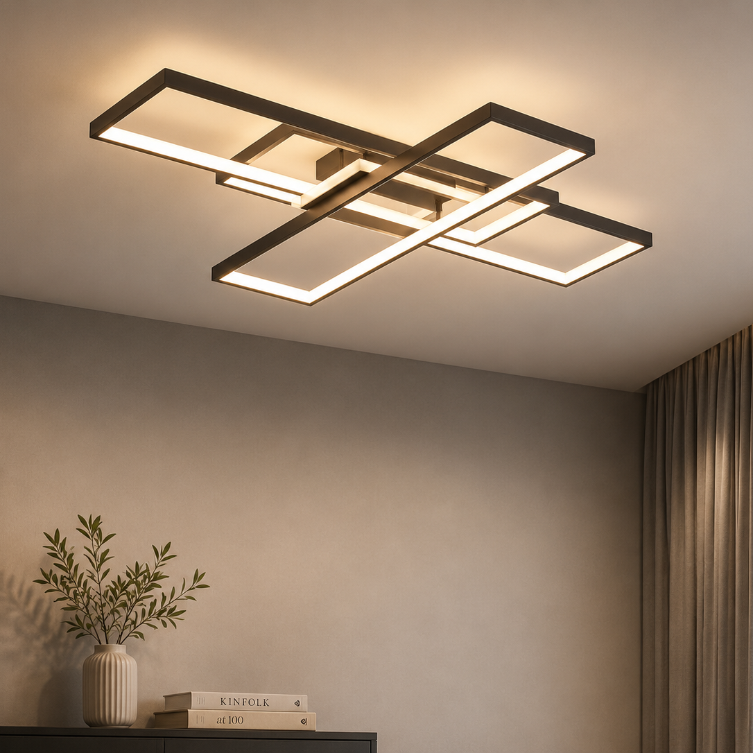 Luxury Modern Geometric LED Ceiling Light | Square Flush Mount Ceiling Lamp | Living Room Ceiling Light | Bedroom Light Fixture | Kitchen Home Lighting
