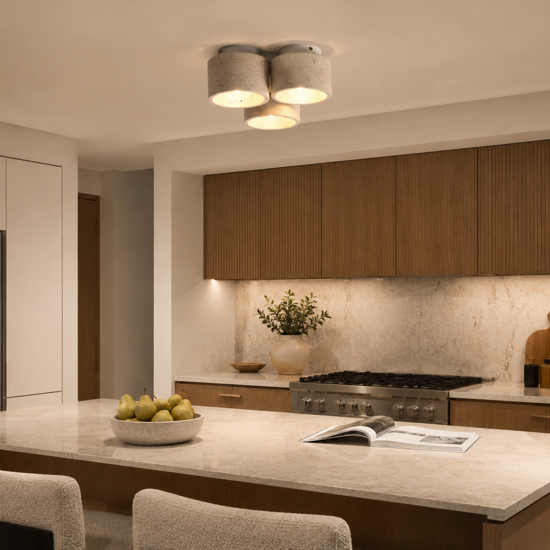 Modern Travertine Ceiling Light | Luxury Flush Mount Ceiling Lamp | Living Room Ceiling Light | Bedroom Light Fixture | Kitchen Ceiling Lighting | Home Ceiling Light