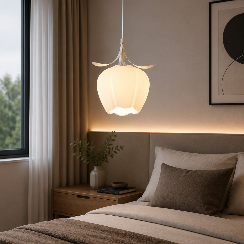 Luxury Vintage Glass Pendant Light | Floral Hanging Ceiling Lamp | Living Room Pendant Light | Dining Room Lighting | Bedroom Home Decor