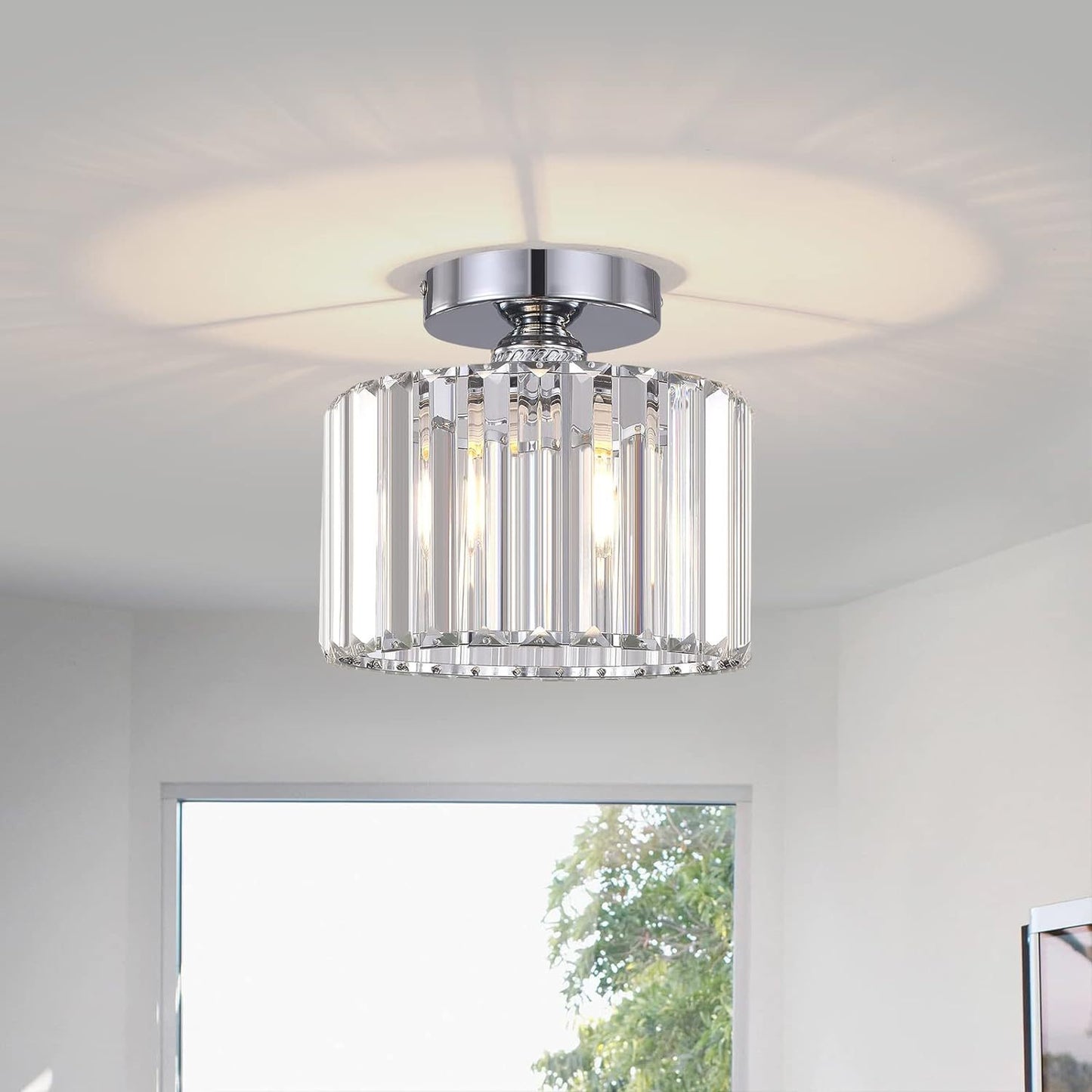 Modern Luxury Crystal Ceiling Light | Flush Mount Chandelier | Living Room Ceiling Light | Bedroom Ceiling Lamp | Hallway Light Fixture | Home Lighting