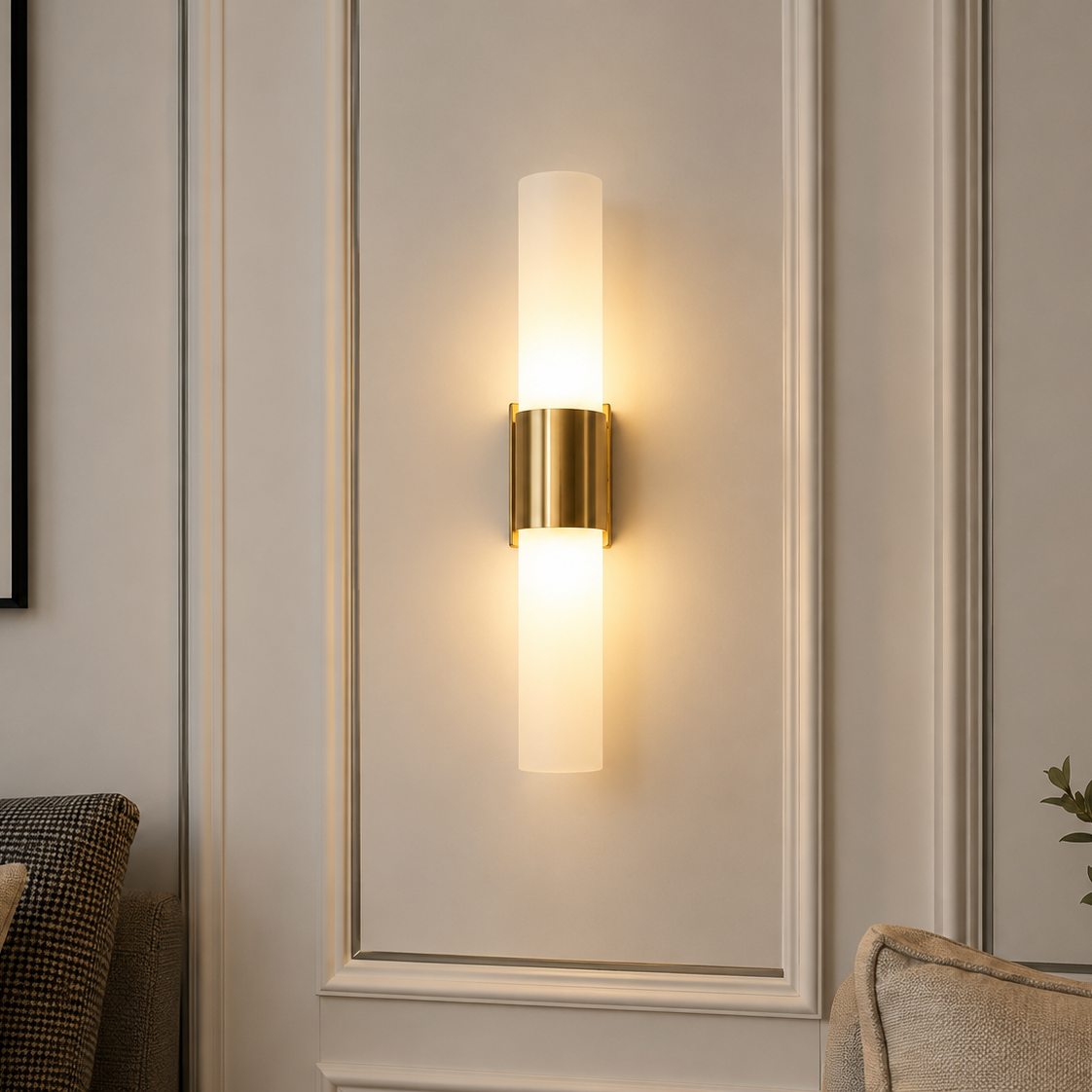Luxury Modern Gold LED Wall Light | Frosted Glass Wall Sconce