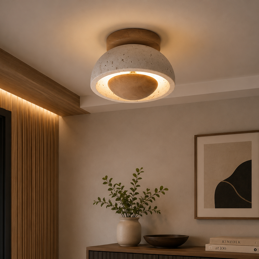 Modern Travertine Ceiling Light | Luxury Stone Flush Mount Ceiling Lamp | Living Room Ceiling Light | Bedroom Light Fixture | Kitchen Home Lighting