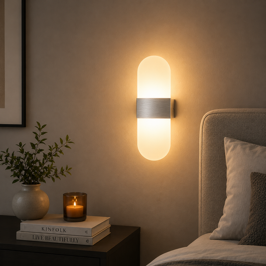 Luxury Modern LED Wall Light | Frosted Glass Capsule Wall Sconce | Living Room Bedroom Home Decorative Wall Lamp