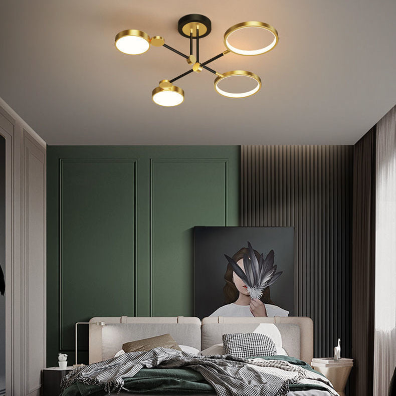 Modern Luxury Gold Black Ring Chandelier LED Ceiling Light Brass Circle Sphere Sputnik Branch Design Nordic Postmodern Fixture for Living Room Dining Room Bedroom Kitchen Island Foyer Home Decor Lighting
