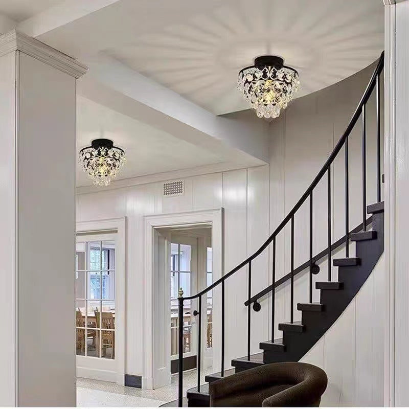 Modern Crystal Flush Mount Chandelier – Luxury Ceiling Light for Living Room, Bedroom, Hallway & Dining Room