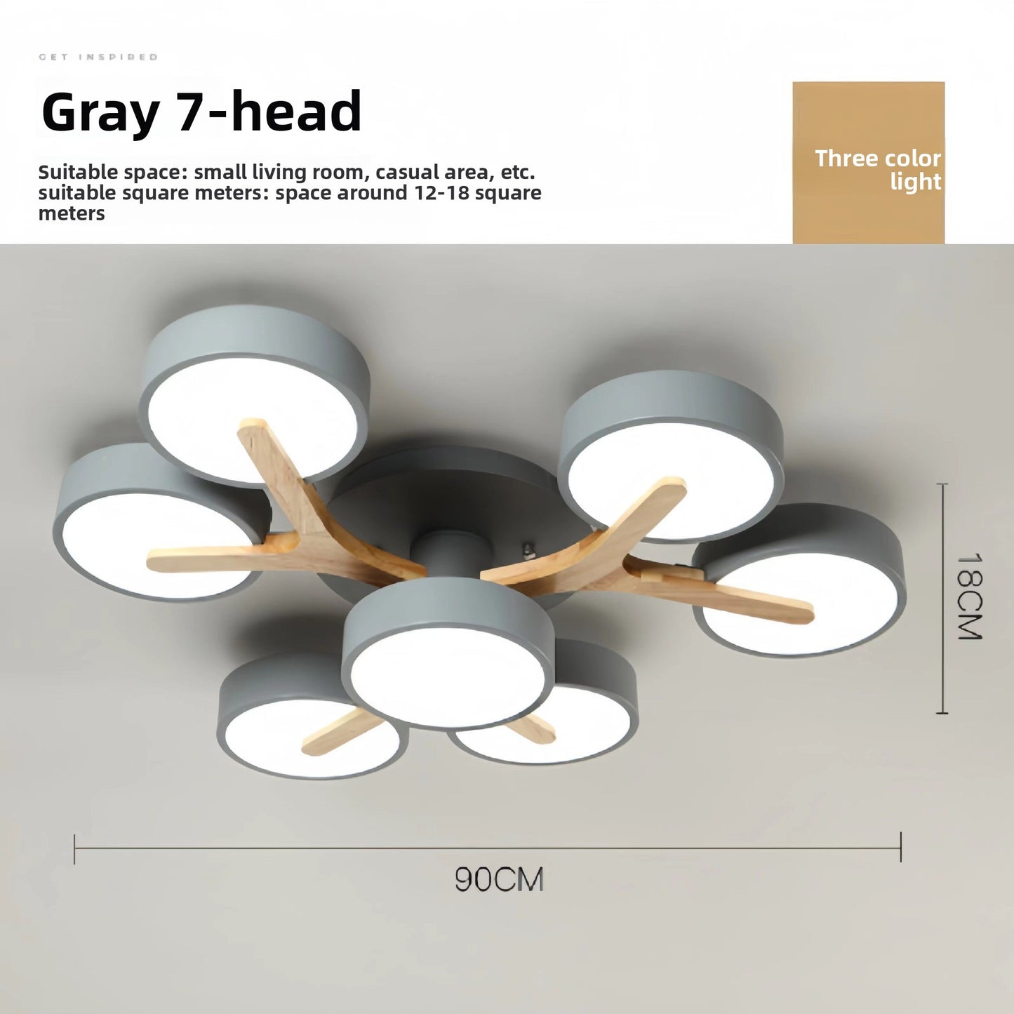 Luxury Modern LED Ceiling Light | Wooden Flush Mount Ceiling Lamp | Living Room Ceiling Light | Bedroom Light Fixture | Kitchen Home Lighting