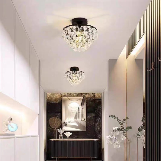 Modern Crystal Flush Mount Chandelier – Luxury Ceiling Light for Living Room, Bedroom, Hallway & Dining Room