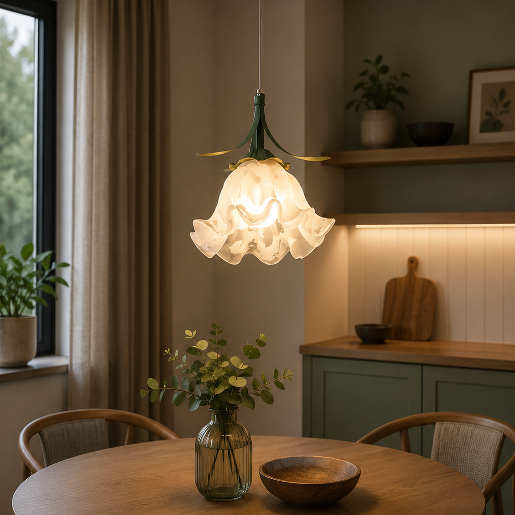 Luxury Vintage Glass Pendant Light | Floral Hanging Ceiling Lamp | Living Room Pendant Light | Dining Room Lighting | Bedroom Home Decor