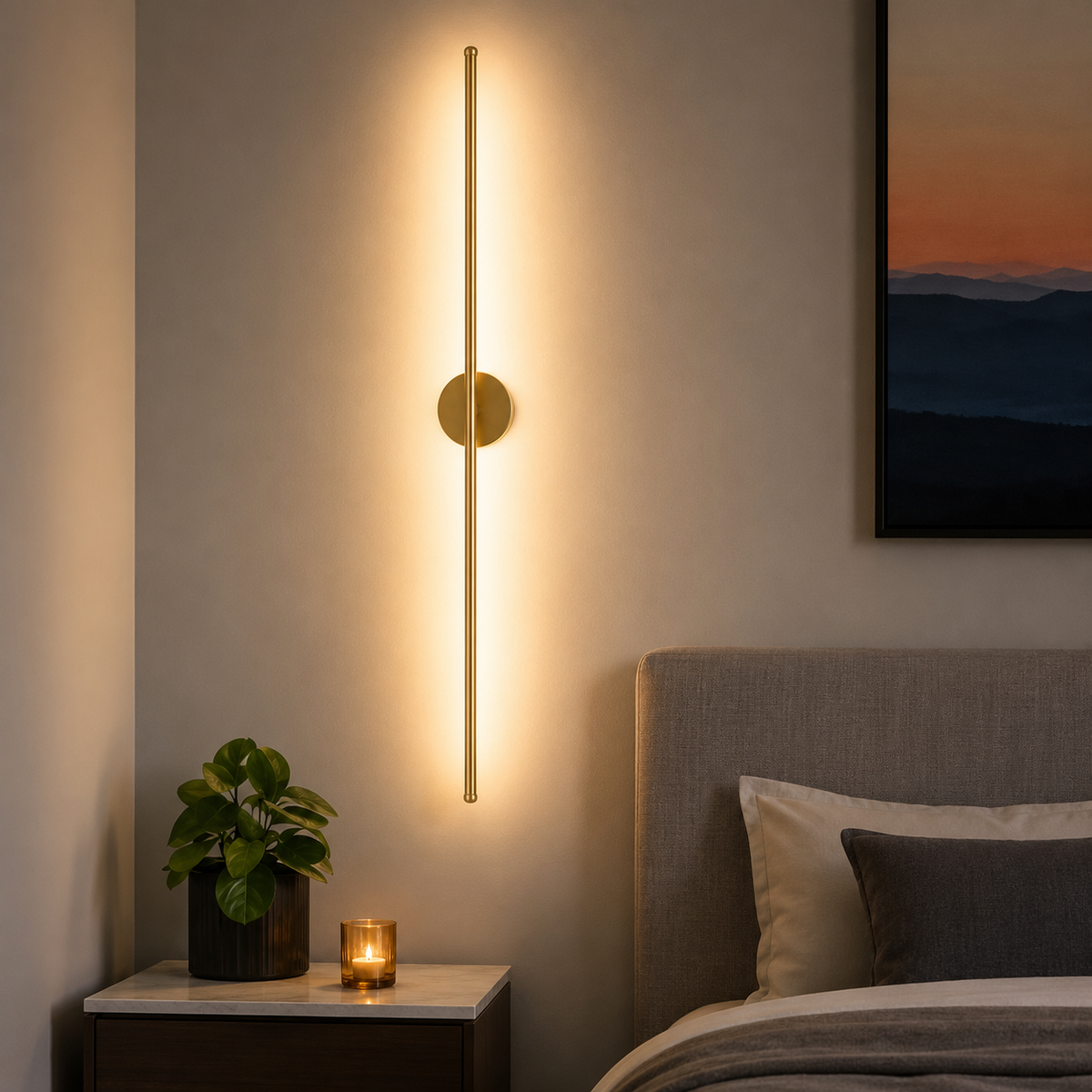 Luxury Modern Linear LED Wall Light | Minimalist Living Room Bedroom Home Wall Sconce | Designer Accent Lighting Fixture