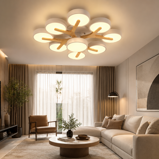 Luxury Modern LED Ceiling Light | Wooden Flush Mount Ceiling Lamp | Living Room Ceiling Light | Bedroom Light Fixture | Kitchen Home Lighting