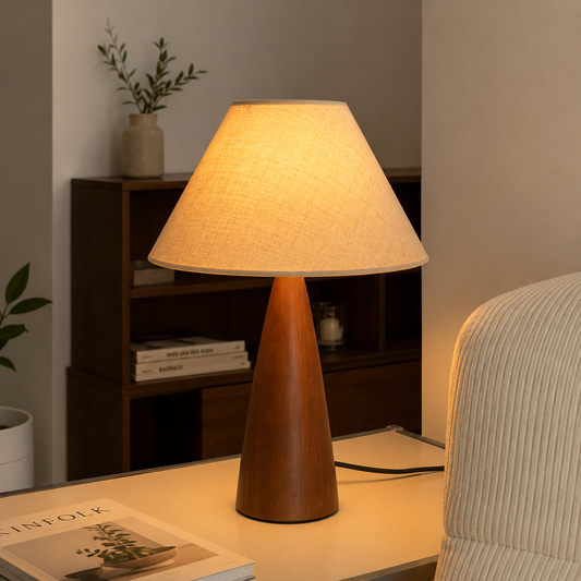 Luxury Modern Wooden Table Lamp | LED Bedside Nightstand Lamp