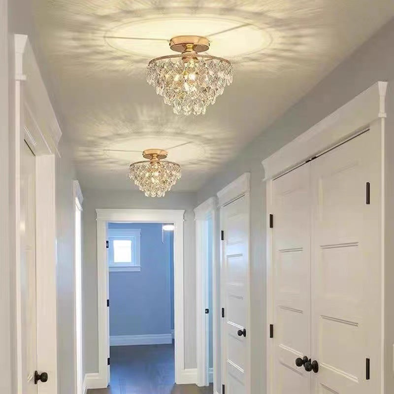 Modern Crystal Flush Mount Chandelier – Luxury Ceiling Light for Living Room, Bedroom, Hallway & Dining Room
