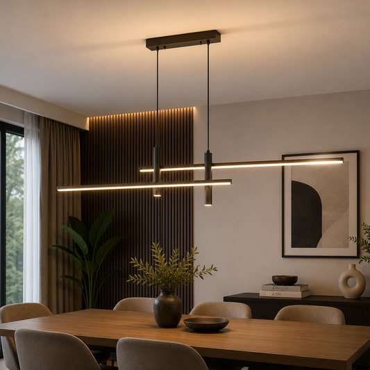 Luxury Modern Linear LED Pendant Light | Contemporary Hanging Ceiling Lamp | Dining Room Chandelier | Kitchen Island Lighting | Living Room Home Decor