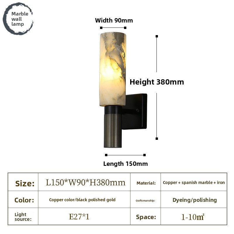 Modern Marble and Copper Wall Lamp with Adjustable Lighting