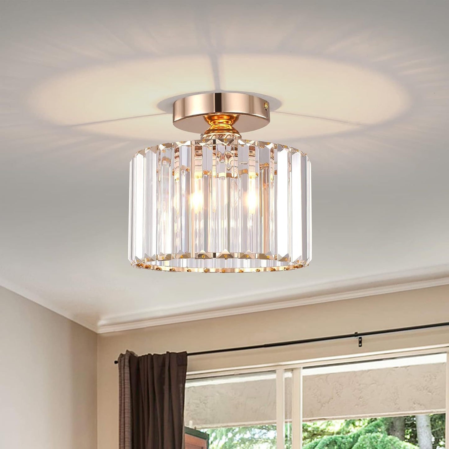 Modern Luxury Crystal Ceiling Light | Flush Mount Chandelier | Living Room Ceiling Light | Bedroom Ceiling Lamp | Hallway Light Fixture | Home Lighting