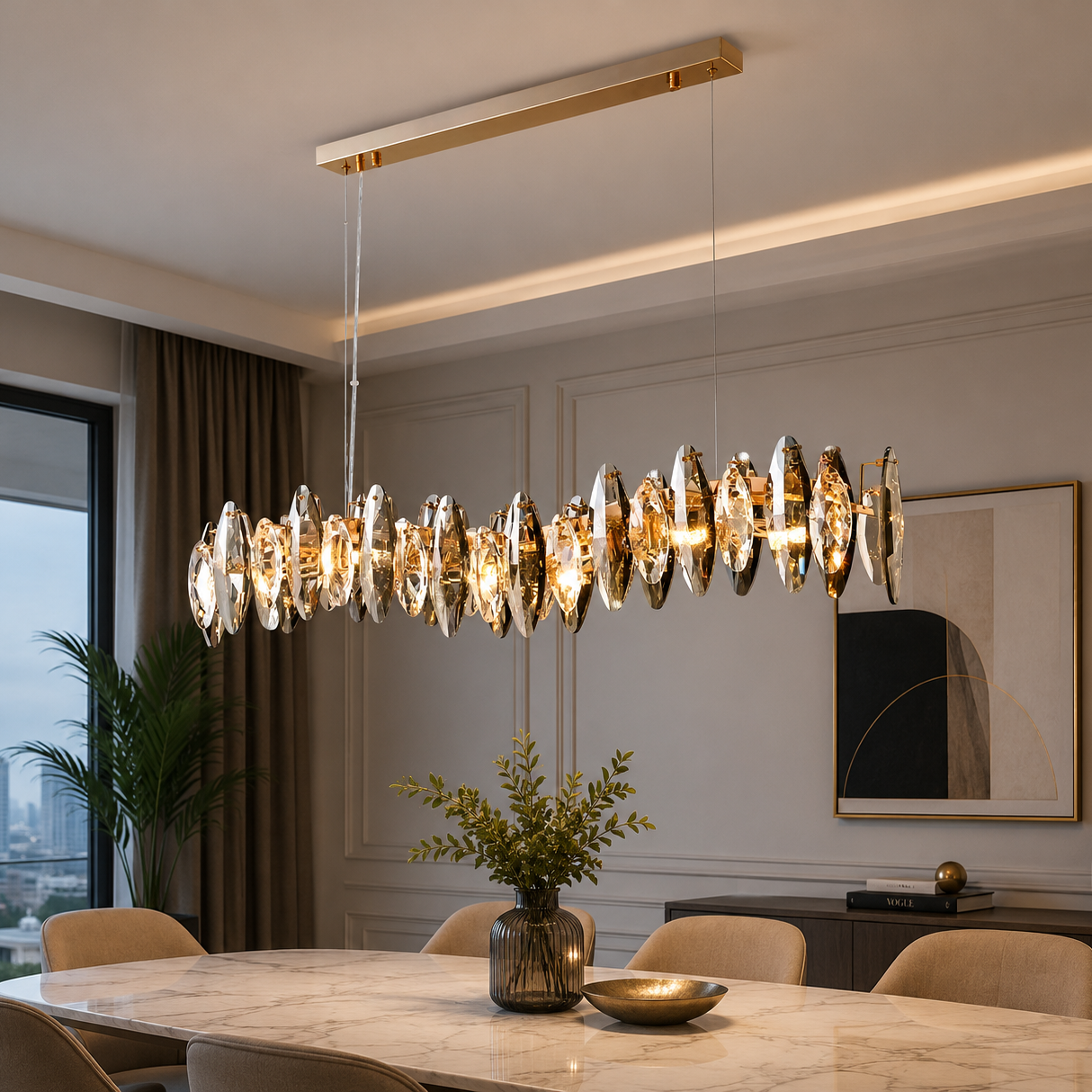 Modern Luxury Gold Crystal Chandelier | LED Ceiling Light | Living Room Chandelier | Dining Room Pendant Light | Bedroom Home Lighting