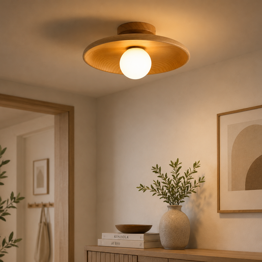 Luxury Modern Wooden Ceiling Light | Flush Mount Globe Ceiling Lamp | Living Room Ceiling Light | Bedroom Light Fixture | Kitchen Home Lighting