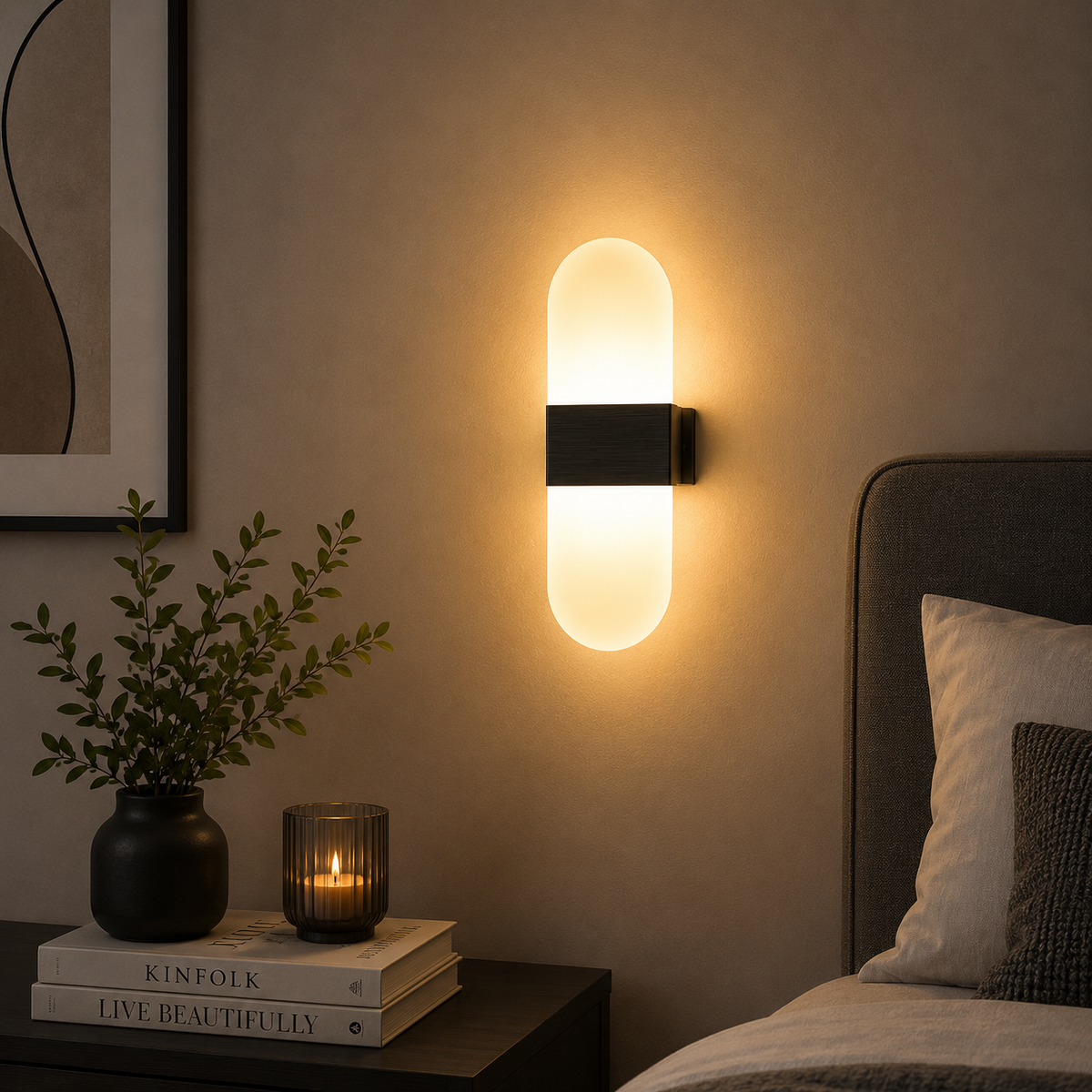 Luxury Modern LED Wall Light | Frosted Glass Capsule Wall Sconce | Living Room Bedroom Home Decorative Wall Lamp