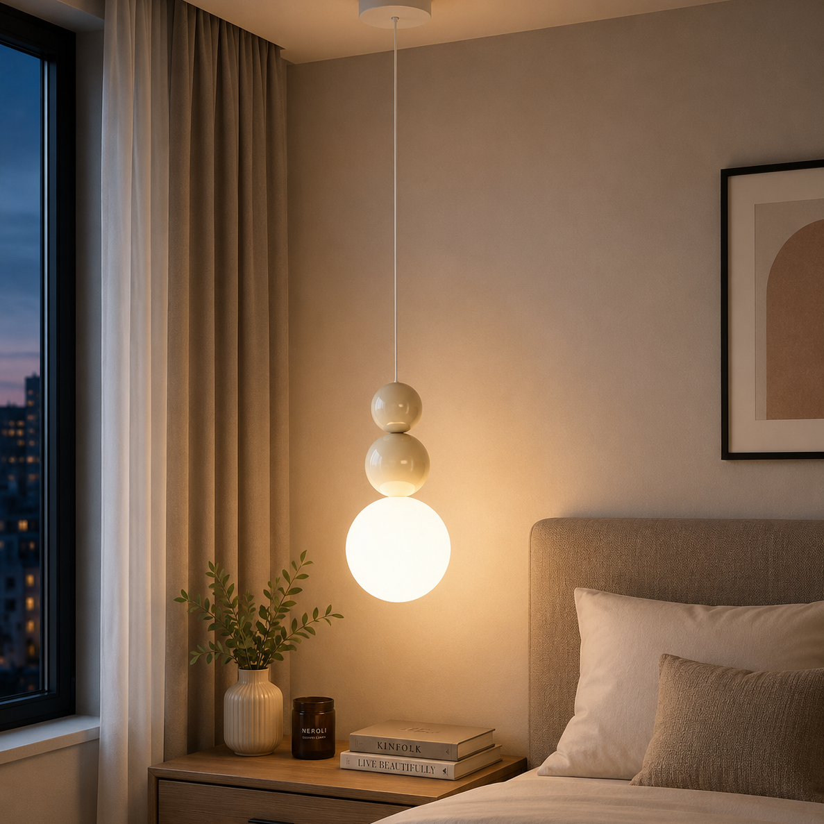 Luxury Modern Triple Globe Pendant Light | Glass Hanging Ceiling Lamp | Bedroom Bedside Pendant | Living Room | Kitchen Island Lighting